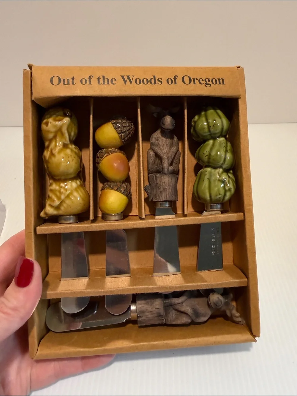 VTG Y2K Out of the Woods of Oregon Cheese Spreader 5pc Set Harvest & Moose Bonus
